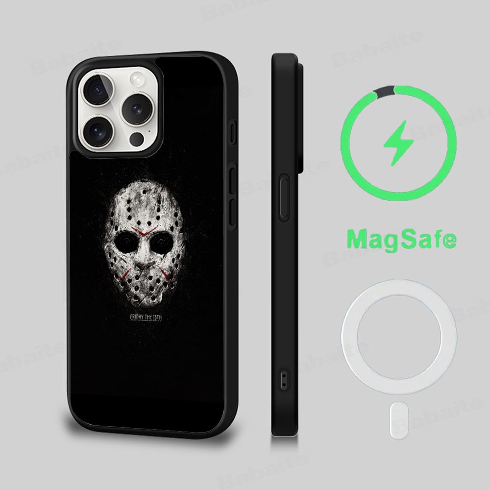 

Чохол для телефону J-Jason V-Voorhees Magesafe Магнітний Бездротова Зарядка Чохол Для iPhone 16 11 12 13 14 15 Pro Max Plus Mini iPhone 15