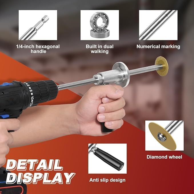 Inside Pipe Cutter for PVC: Precision Cutting At Its Best, Cutter Tool Set, 7 Inch Adjustable Cutting Depth, PVC Pipe Inside Cutter with Diamond Grit