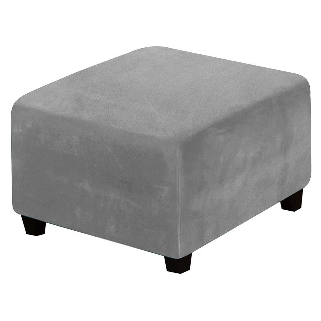 Elastic Anti-Scratch Ottoman Cover: Solid Color Footstool Protector for Home Use