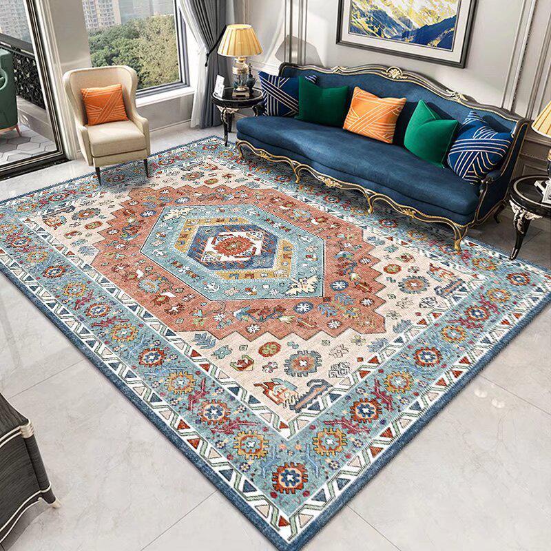 Waterproof TPR Sole Rug: Bohemian Sofa, Coffee Table, Bedside, Living Room Floor Mat - Wipeable, No-Wash Needed