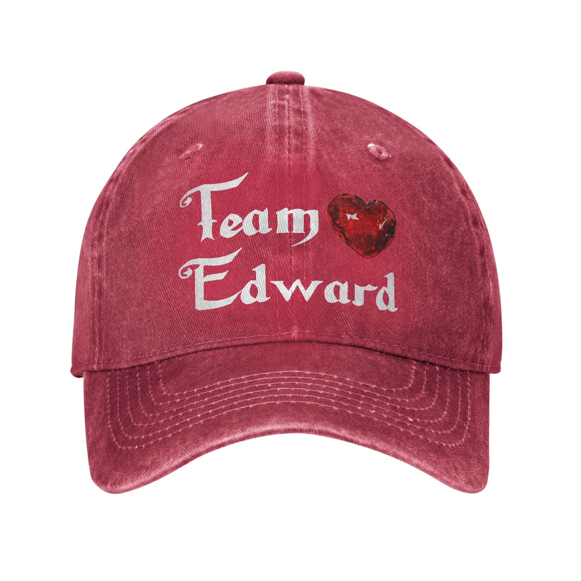 Vintage Team Edward Twilight Baseball Caps Unisex Distressed Washed Snapback Cap Outdoor Running Golf Gift Caps Hat One Size