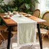 Boho Table Runner Striped Runner, Lace Trim Cotton Linen Tea Rustic Farmhouse for Home Dining Decor