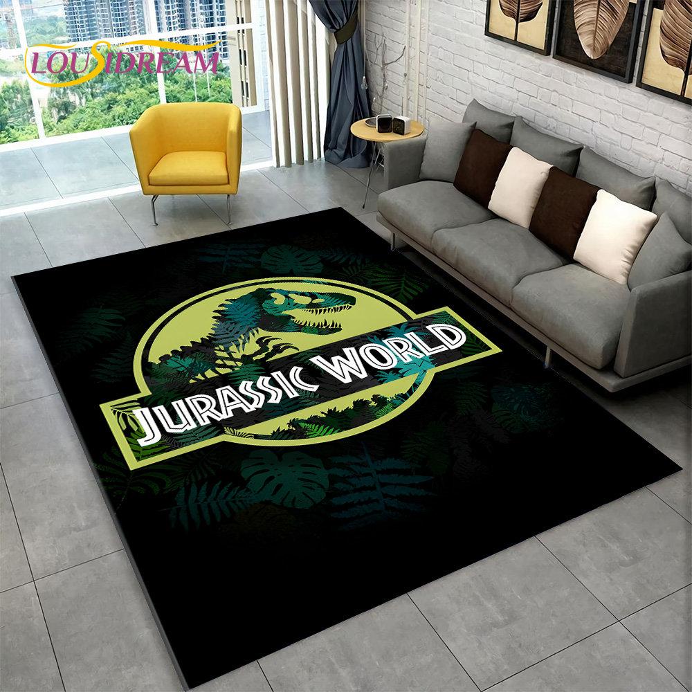 3D Cartoon Jurassic Park Dinosaur Area Rug Large,Carpet Rug for Living Room Bedroom Sofa Doormat Decor,Child Non-slip Floor Mat