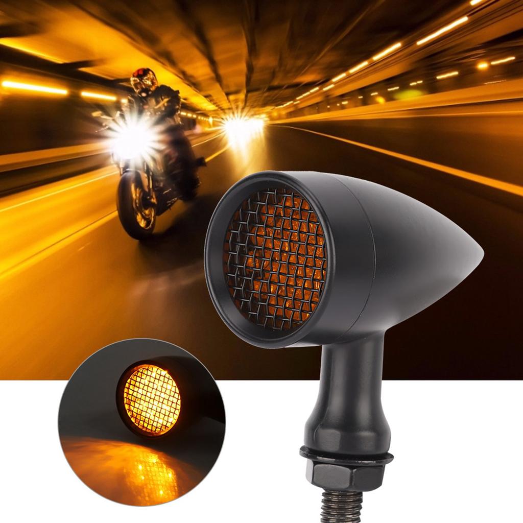 2PCS Universal Aluminum Motorcycle plating Retro LED Bullet Turn Signal Indicator Light