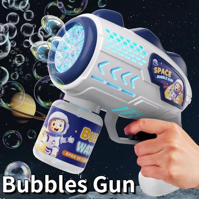 Kosmiczni astronauci w pełni automatyczny pistolet do baniek mydlanych rakieta maszyna do baniek mydlanych automatyczna dmuchawa z płynem do baniek mydlanych zabawki dla dzieci prezent do baniek mydlanych