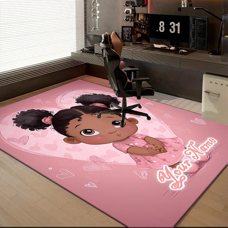 1PC Custom Name Love Heart Illustration Theme Floor Mat Ideal for Living Room, Game Rooms, Office, Bedroom Floor Mat Playful Design