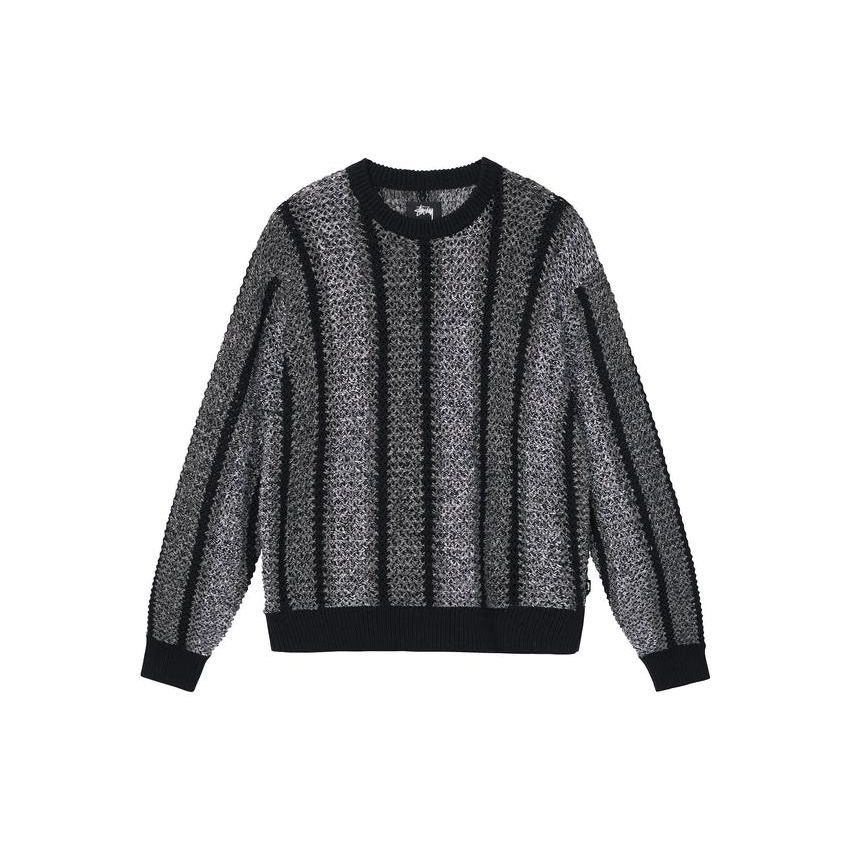 Stussy FW22 Striped Crew Neck Pullover Sweater Unisex sweater Black 117148