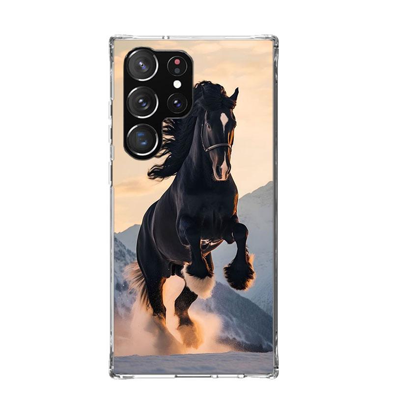 

Animal Black Horse Case Phone Cover for Samsung Galaxy S24 S25 Ultra S23 Plus S22 + S21 S20 FE S10 S25 Edge Trend Fundas Samsung S25