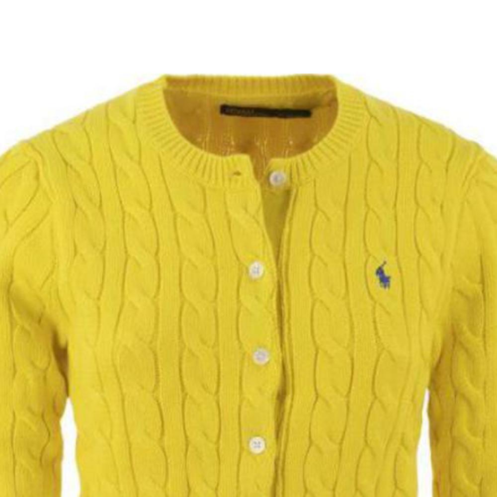 Polo Ralph Lauren Solid Color Single-Breasted Round Neck Long Sleeve Knit Sweater Women Sweater Yellow 211891643-011