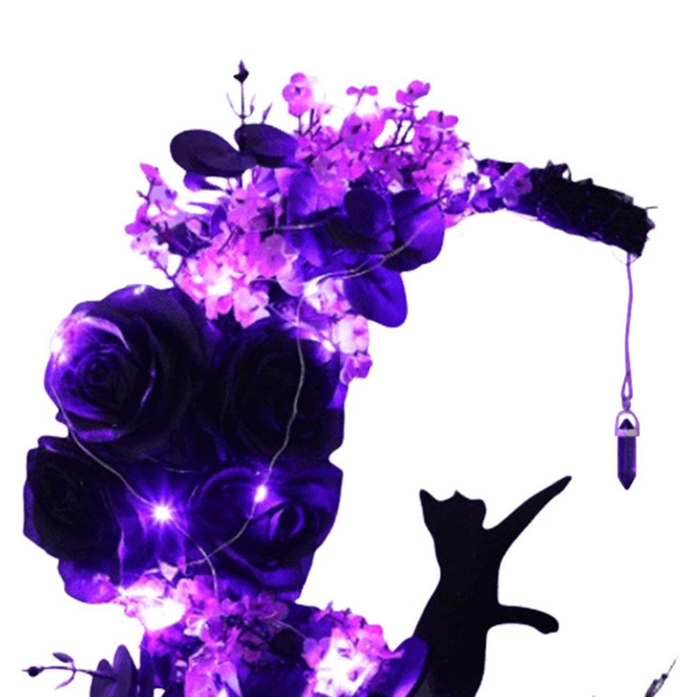 Gothic Wreath Decoration Handmade Artificial Moon Cat Garland Halloween Door Wreath for Home Party Window Wall Indoor Outdoor