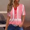 Women's T Shirt Tee Print Button Short Sleeve Daily Weekend Fashion Basic V- Neck Regular Top