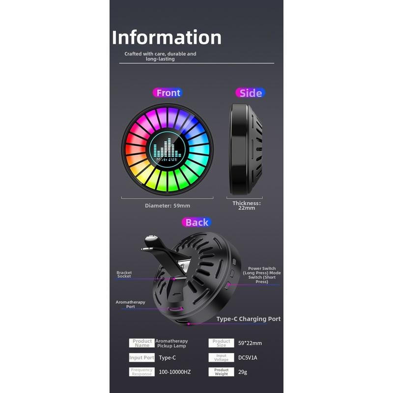 Rgb Light Sound Reactive Color As Shown In The Figure RGB Car Light App And Button Control Vibration Sensor Auto On