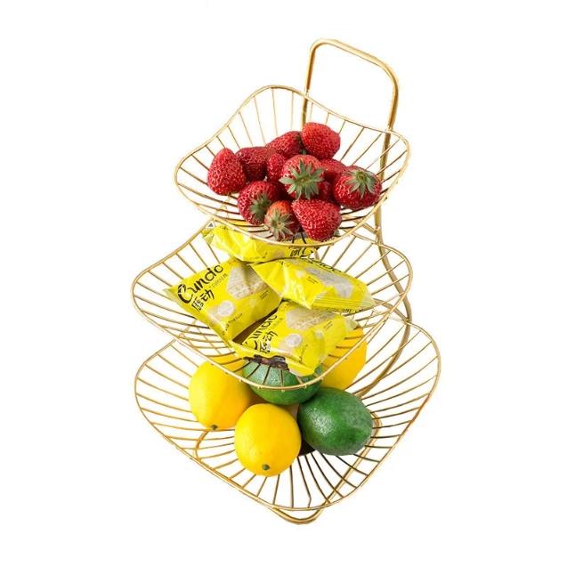 3-Tier Metal Fruit Vegetable Storage Rack Countertop Basket Organizer for Snacks Kitchen