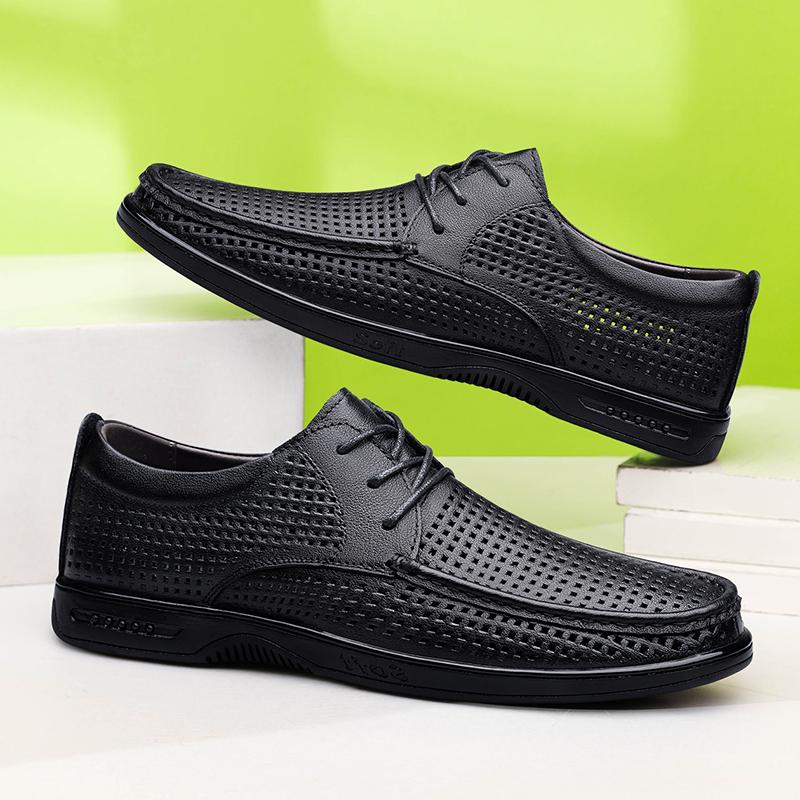 Fashion Genuine Leather Men Dress Shoes Luxury Brand Oxfords Brogue Shoes High Quality Lace Up Mens Casual Shoes Breath Walking Footwear
