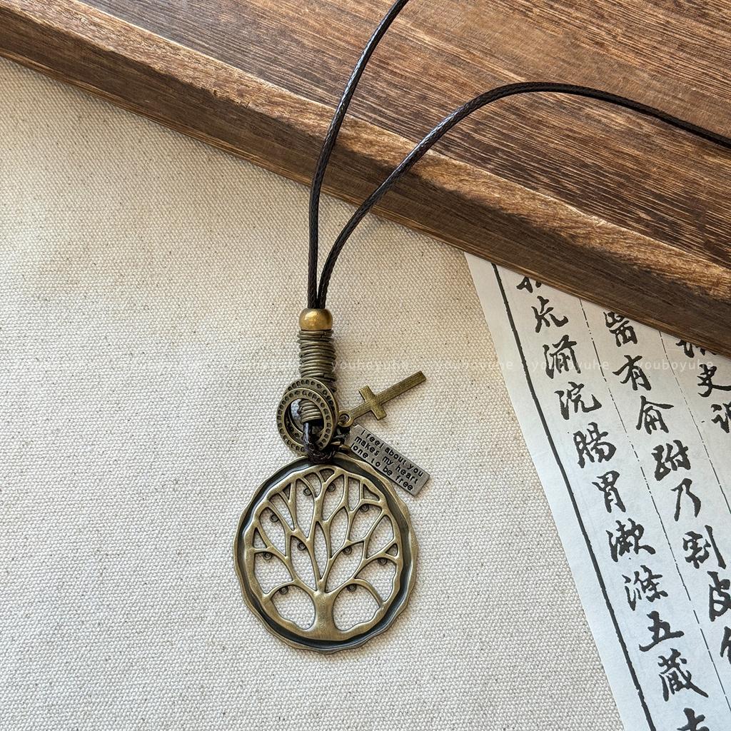 Zen pendant sweater chain women's retro ethnic style personalized lanyard necklace niche design item jewelry