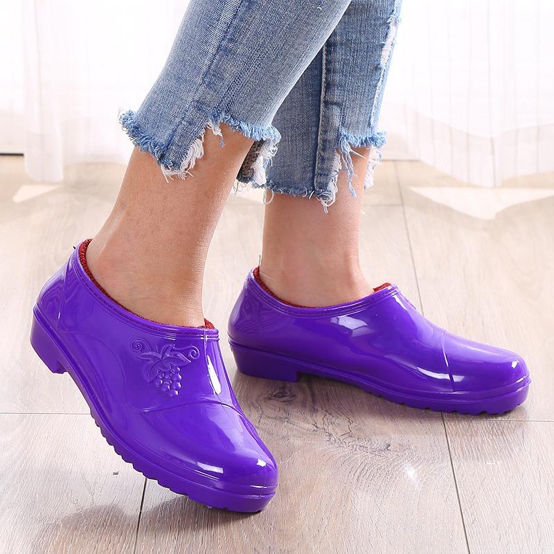 Low-top Spring and Autumn Jelly Waterproof Shoes Fashion Rain Shoes Women's Summer Kitchen Work Rubber Shoes Outer Wear Non-slip Shoes Adult