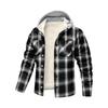 Men's Striped Plaid Casual Loose Button Lapel Long Sleeve Hooded Cardigan Shirt Jacket