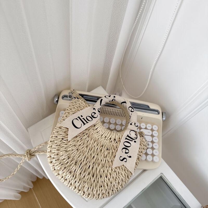 Girls' Woven Straw Crossbody Handbag