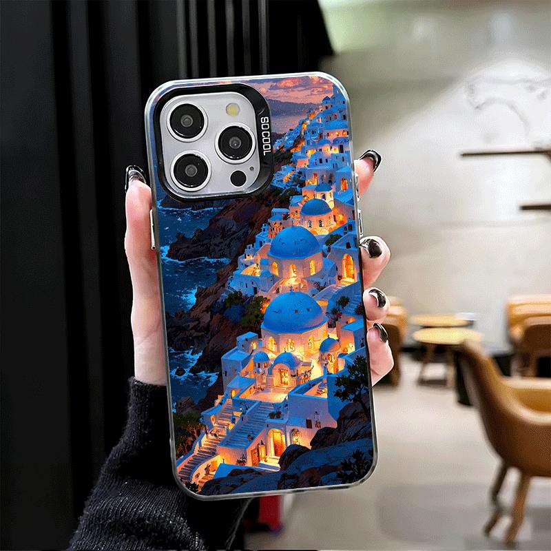 Santorini Greece Summer Soft Phone Case for iPhone 15 16 17 Pro Max 17Air 16E 14 Plus 13 12 Mini Shockproof Cover Back Shell