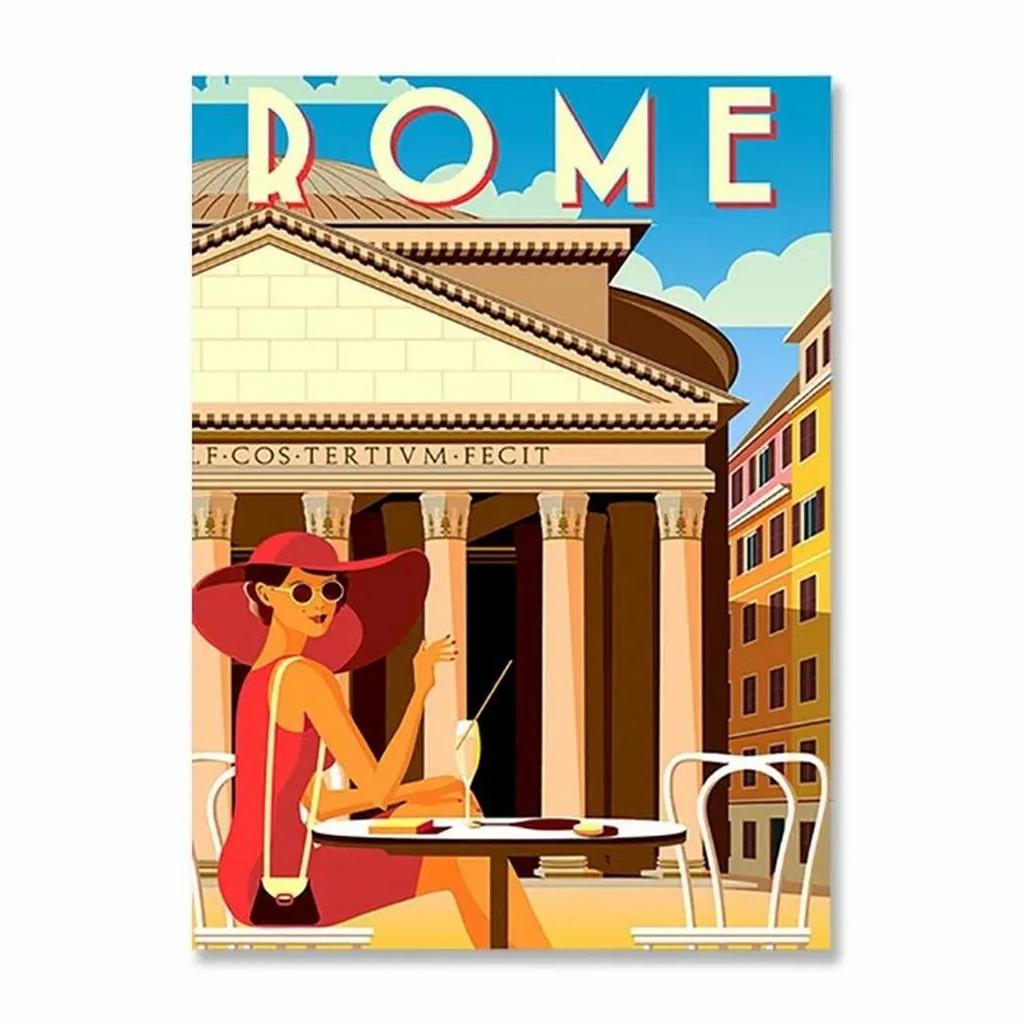 Metallblechschilder Stadtansicht Landschaft Wanddekoration Plakette Vintage Poster Eisenmalerei für Man Cave Zuhause Café Garten Club Ba