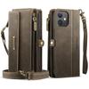 For iPhone 12 Mini 5.4 Inch Case CASEME C39 RFID Blocking Zipper Wallet Stand Leather Cover with Strap