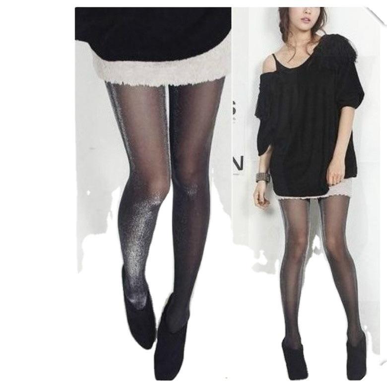1 Pair of Shiny Leggings Women's  Party Silver Sequined Stockings Pantyhose Black