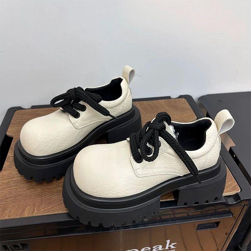 Soft Leather Big Head Derby Small Leather Shoes Women's Autumn New Platform Versatile Casual Retro Trendy Cool Mickey Single Shoes