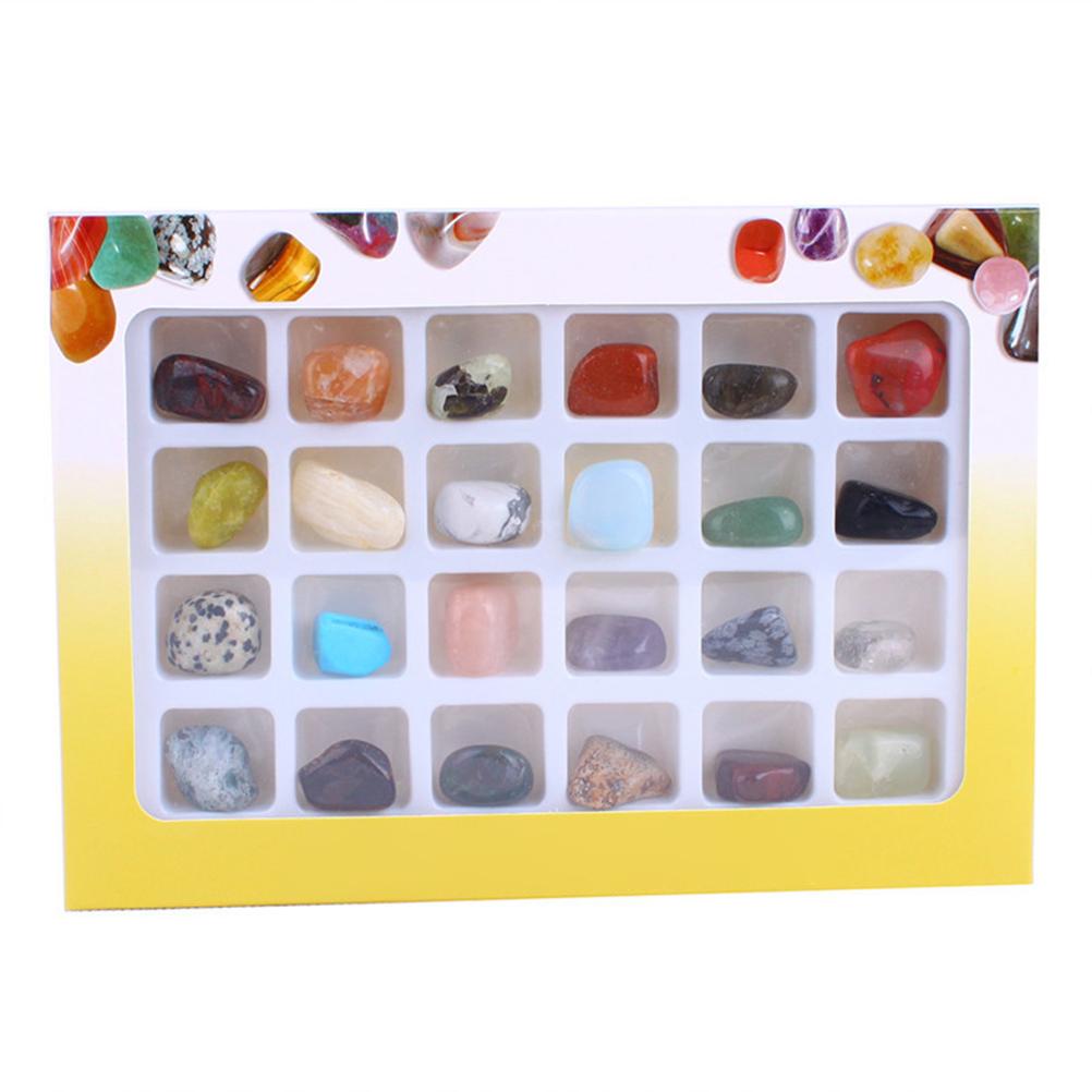 Natural Original Stone Storage Gift Box 24 Kinds of Ore Crystal Rocks Collection Gift for Kids Geology Enthusiast