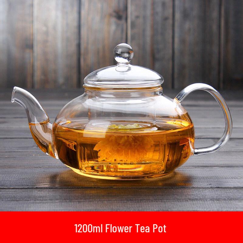 ZISIZ Glass Flower Teapot Set