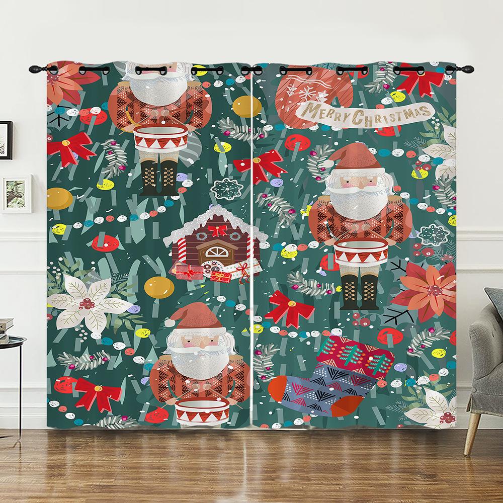 

Шторы Рождественская Иллюстрация 3D Цифровая Печать Светонепроницаемая Штора Перфорированная Спальня Гостиная 97cm*114cm*2