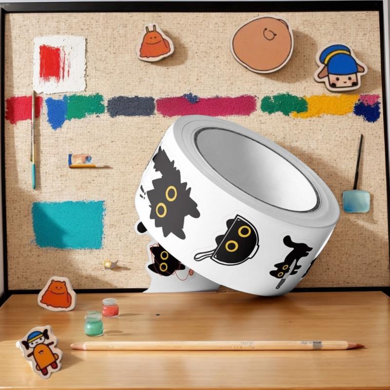 500Pcs Cute Black Cat Stickers Creative Phone Water Bottle Luggage Decals Children Reward Decor Stickers DIY Graffiti Stickers