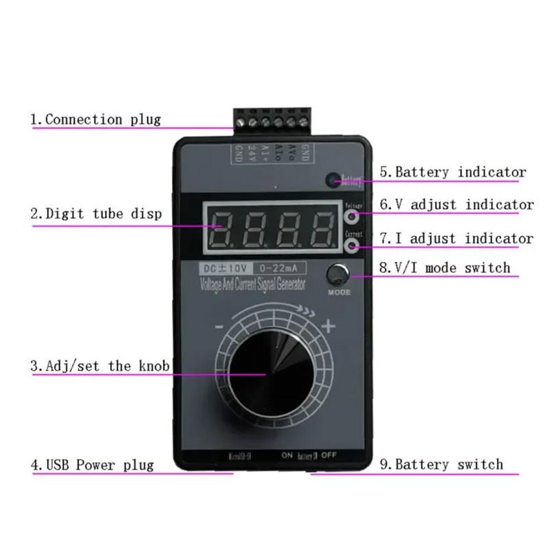 High Precision DC 0-10V 4-20mA Analog Signal Generator Adjustable Voltage Current 0-5V/3V/1V 0-22mA Debugging Source Calibrator