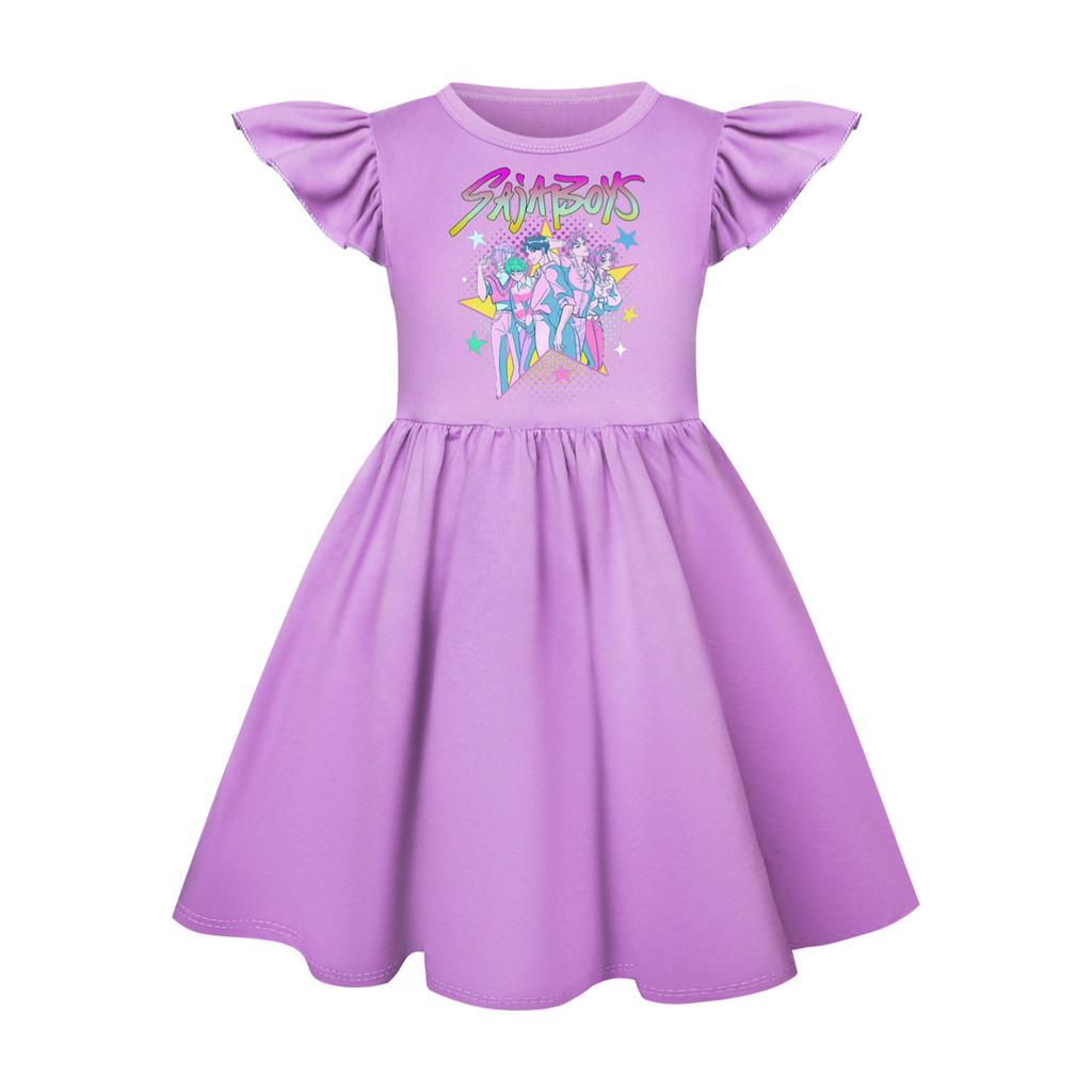 5054 Kids Girls Sajaboys Mira Zoey Rumi Printed Ruffle Short Sleeves Casual Dress