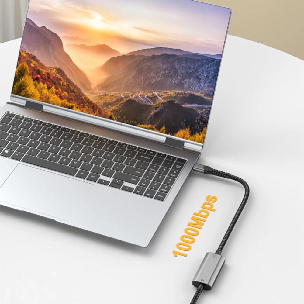 USB-C to Ethernet Cable 1.2m/3.9ft Type C to RJ45 Cord Gigabit LAN Network for iPhone 15 Series/iPad/MacBook