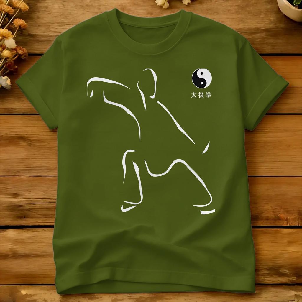 Tai Chi Yin Yang Goldenes T-Shirt Sommer Trendige T-Shirts Baumwolle Rundhals Übergroße Kleidung Kurzärmeliges Ästhetisches T-Shirt