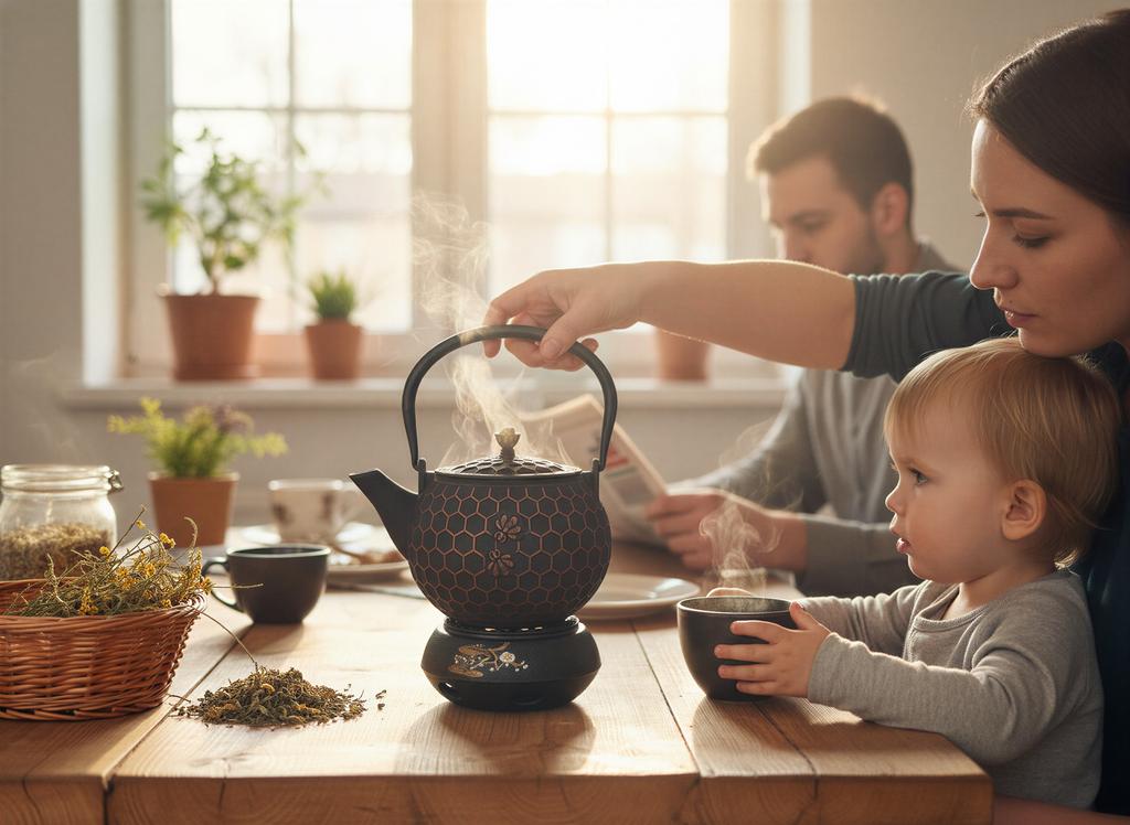 CAST IRON KETTLE 1.8L TEA INFuser + Warmer + Fork