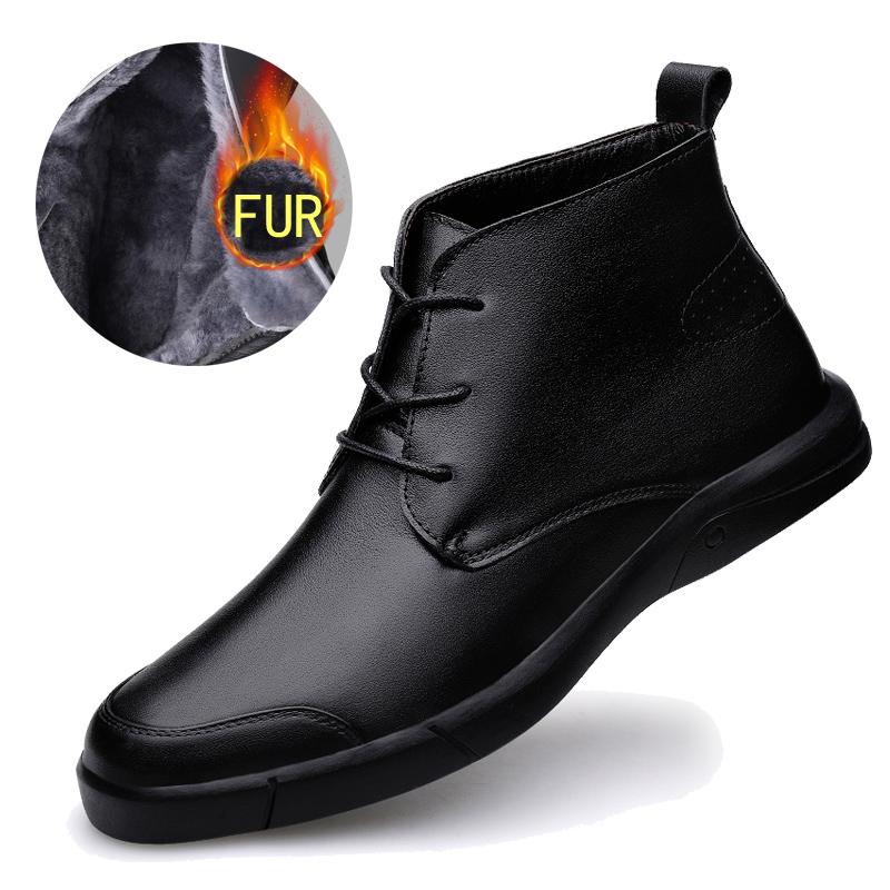Famous Luxury Ankle Boots High Quality Mens Shoes Genuine Leather Casual Shoes Men Cow Leather Dress Warm Winter Boots for Men