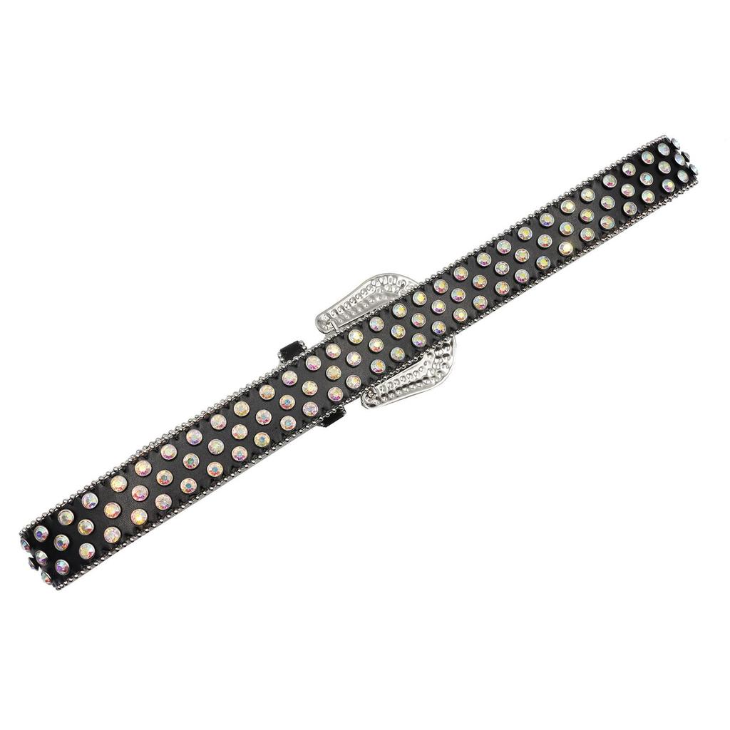 Cross-Border Punk Belt with AB Color Rhinestones In European & American Style for Men & Women