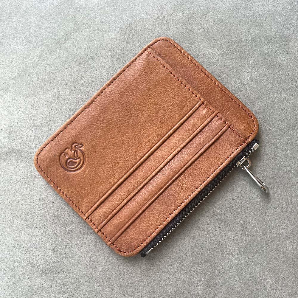 Кожаный мужской держатель для карт на молнии — фото 3