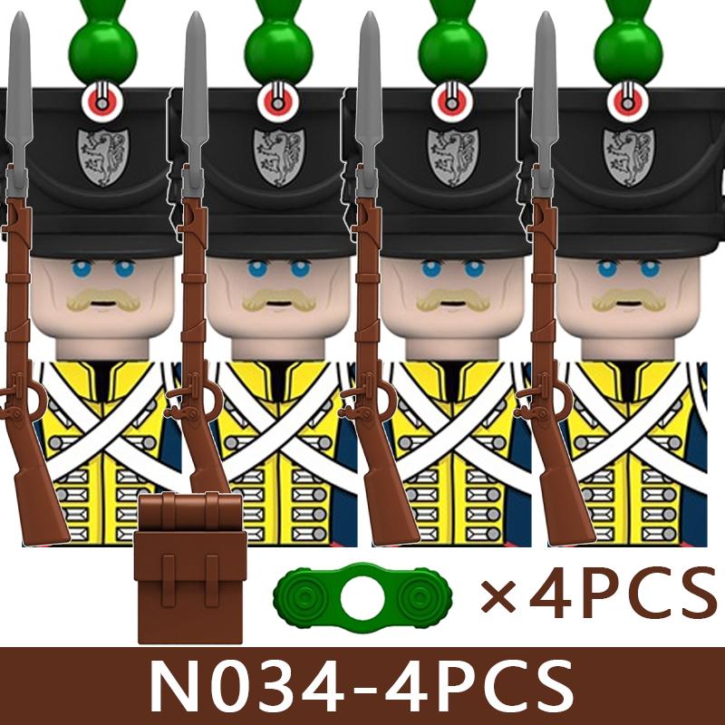 4pcs Medieval Castle Knight Building Blocks MIlitary Napoleon Soldier Figures War Army Legion Accessories Imperial Navy Bricks Toys
