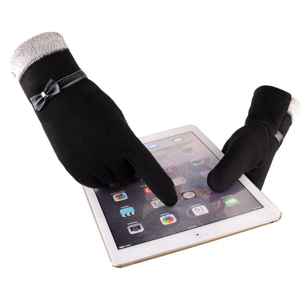 Warm Driving Outdoor Plush Fashion Accessories Full Finger Gloves Bow Mittens TouchScreen Gloves