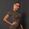 Women's Summer Seamless Ruched T-Shirt Yoga Suit - High Elastic Short Sleeve for Running and Fitness
