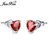 Girls Cute Heart Stud Earrings For Women White Gold Color Brilliant White Zircon Blue Purple Austrian Crystal Wedding Studs Cz