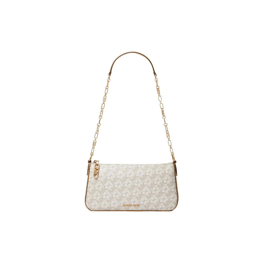 Michael Kors Empire Logo Print Medium Chain Link Canvas Clutch Crossbody Bag Women Handbags White 32H3G8EW6B0160