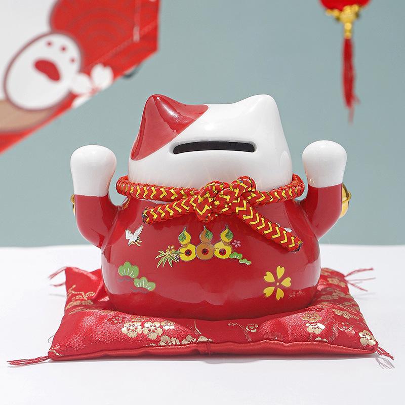 Creative Japanese Fortune Cat Ceramic Piggy Bank - Lucky Gift for Store Openings