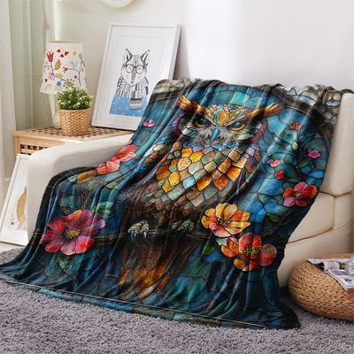 Owl Print Flannel Blanket, High Quality Comfortable for All Seasons, Home Decor, Warmth and Comfort, Perfect for Christmas Gifts