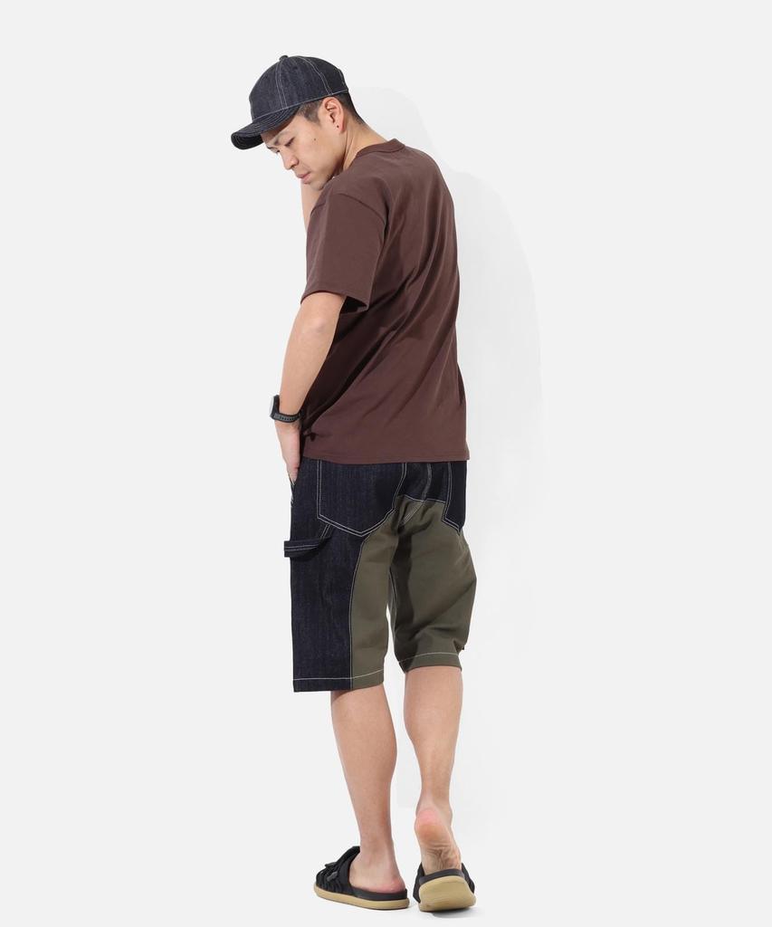 KOJIMA GENES Quarter Combo Shorts Men Made in Japan Okayama Denim Bottoms Half Pants One Wash Size 38 RNB-1429 INDIGO×KHAKI