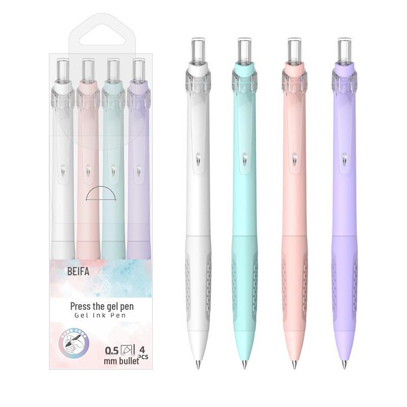 

Набор из 4 гелевых ручек Beifa SWEET Push, 0,5 мм, быстросохнущий пулевидный наконечник, идеально подходит для подписей и экзаменов 0.5 Bullet чёрный