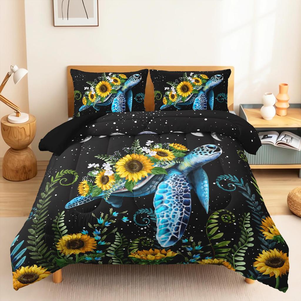 Κάλυμμα Παπλώματος Θαλάσσια Χελώνα Μέγεθος Queen Για Αγόρι Κάλυμμα Παπλώματος Χελώνα Παραλίας Πολυεστέρας 3 Τεμάχια Πράσινο Τυρκουάζ Αφηρημένη Χελώνα Συλλογή Κλινοσκεπασμάτων