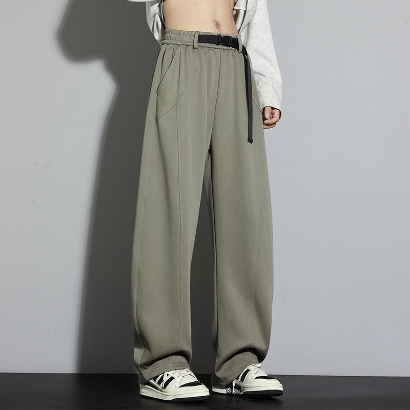 Belt Elastic Casual Trousers Men's Spring and Autumn Large Size Straight Loose American Trendy Brand Youth Sweatpants